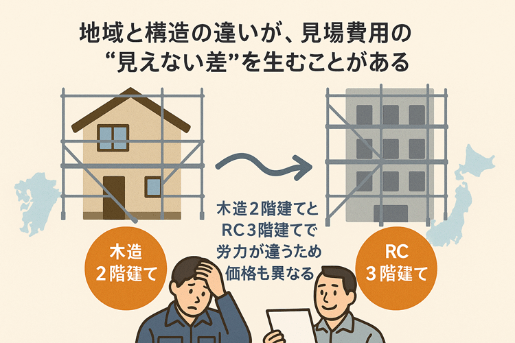 足場工事の地域差・建物構造による金額の変動に注意!