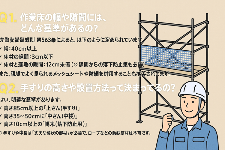 作業床と手すり高さの安全基準|作業床と手摺