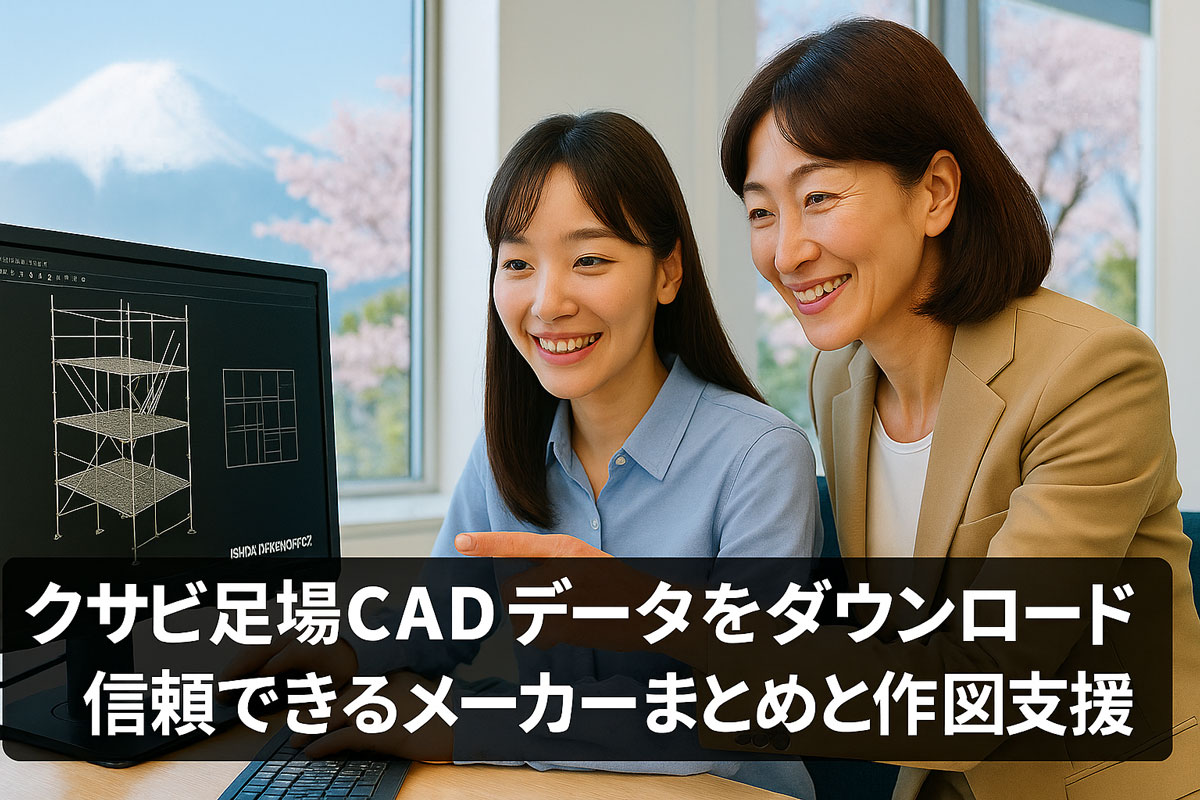 クサビ足場CADデータを一括ダウンロード|信頼できるメーカーまとめと作図支援2
