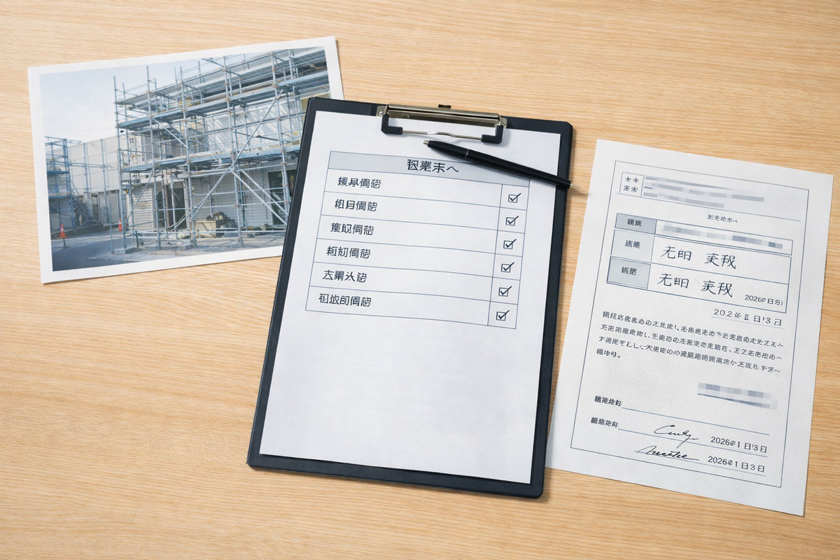 足場見積の説明責任を支える写真・チェック表・署名入り書類の3点セット