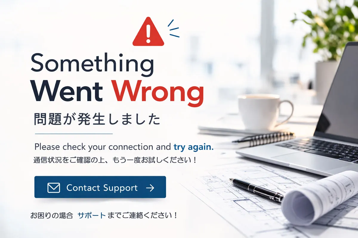 資料ダウンロード中に問題が発生した場合のエラー案内ページ|通信確認と再試行の案内(ISHIDA DESIGN OFFICE 作成